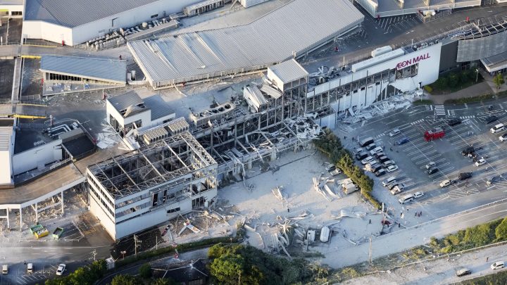 A 7.1 quake hits Japan’s Kyushu, trapping people in a collapsed shopping mall