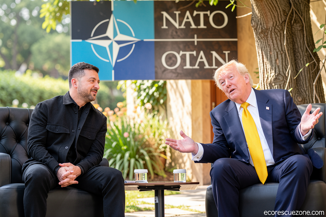 Trump wraps NATO summit on a positive note, after meeting Zelenskyy